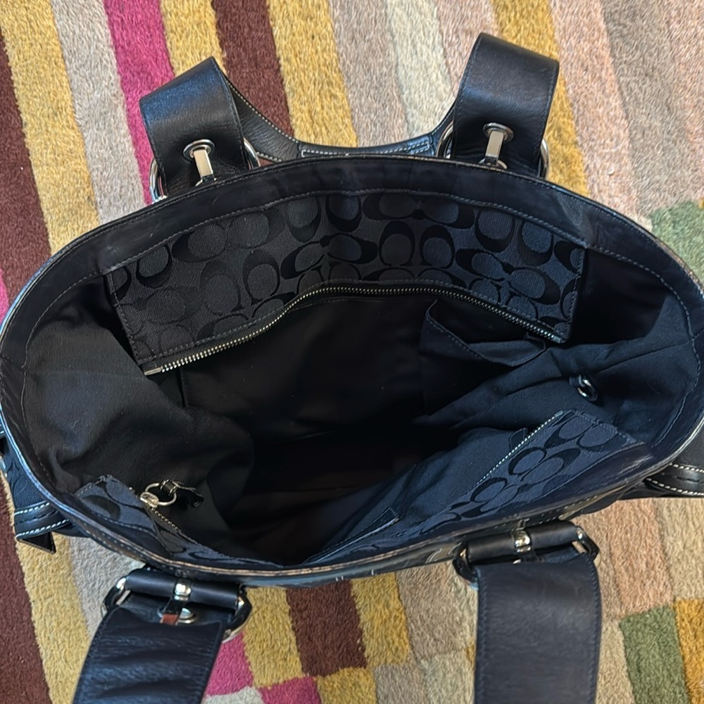 👜 Y2K Vintage Coach Signature C Black Jacquard Tote Bag - Picture 8 of 16